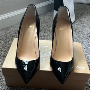Christian Louboutin Black Patent Leather Pumps (Pigalle Follies 85)